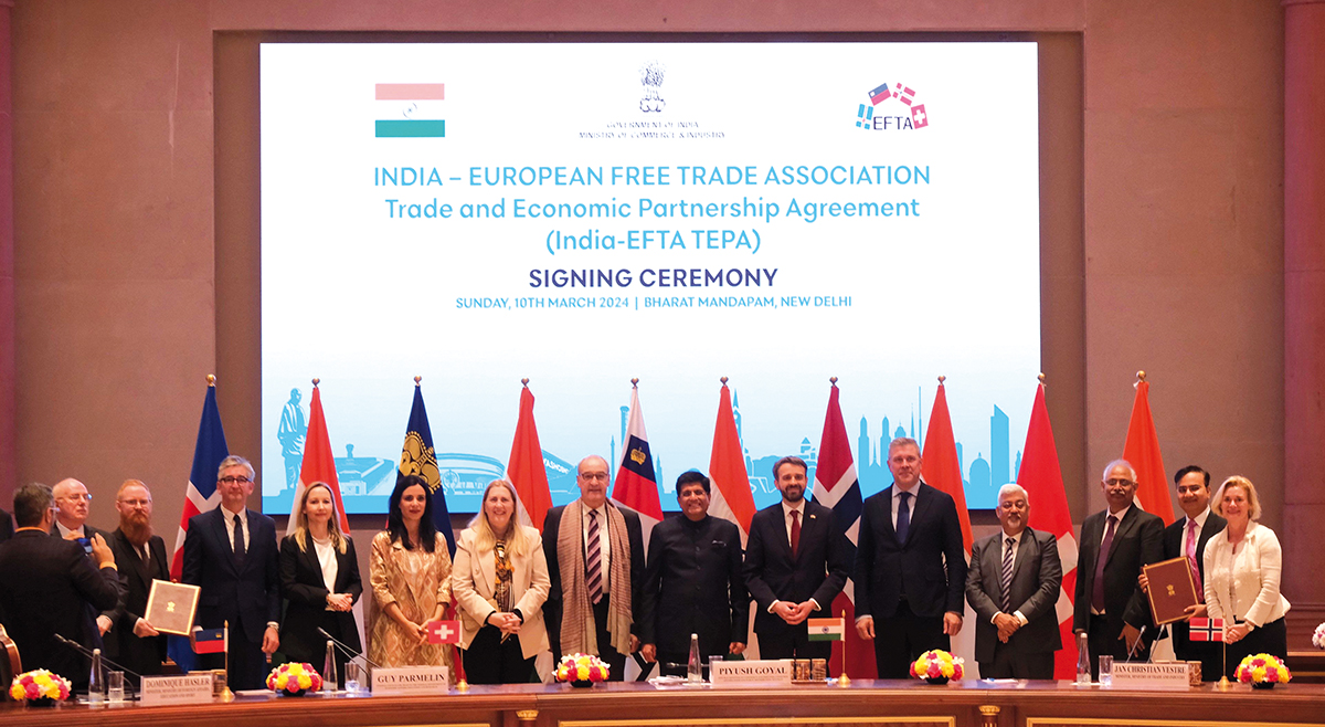 Historischer Schritt in den Handelsbeziehungen zu Indien: EFTA-Freihandelsabkommen mit Indien unterzeichnet 